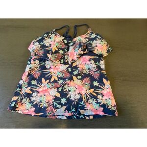 blue floral ARIZONA swimsuit top tankini size medium